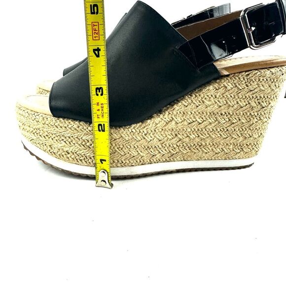Dolce Vita DV8 Black Faux Leather Open Toe Wedge Sandals Ankle Strap Sz 6 - Picture 9 of 11